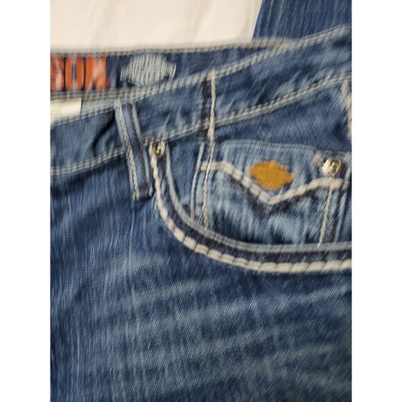 Harley Davidson Men's Jeans Medium Wash Straight Leg Boot Cut Biker Size 38x31 - Picture 7 of 16